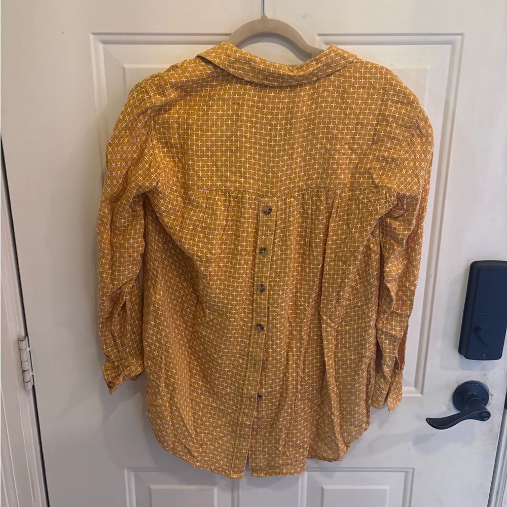 Anthropologie Mustard Button-Down Shirt - Picture 5 of 5